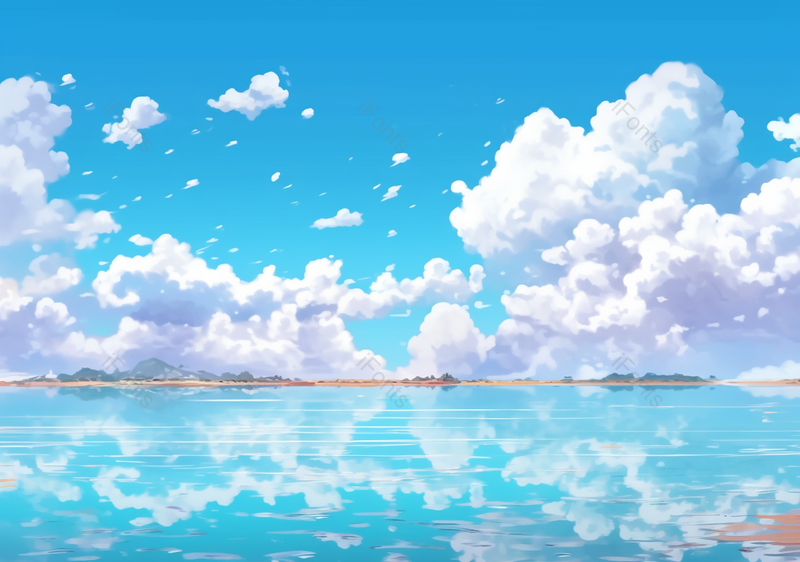 梦幻云朵晴空水面背景,插画/手绘图,插画/手绘图库,插画/手绘图下载,插画/手绘